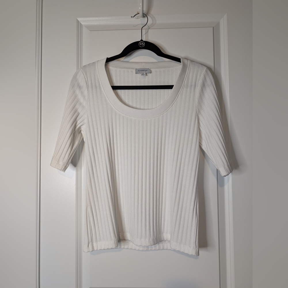Evereve Calvin Ribbed Scoopneck Top White Size Medium
